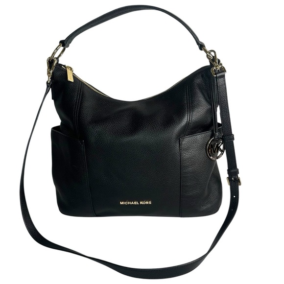 Michael Kors Large Convertible Shoulder Black Pebbled Leather Crossbody - Picture 1 of 8